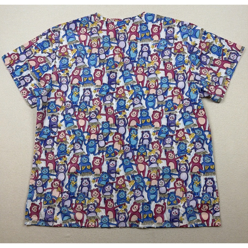 New Dagacci U.S.A. Scrub Top Shirt Uniform Monkey Size‎ L NWT Multi Color - Picture 4 of 10